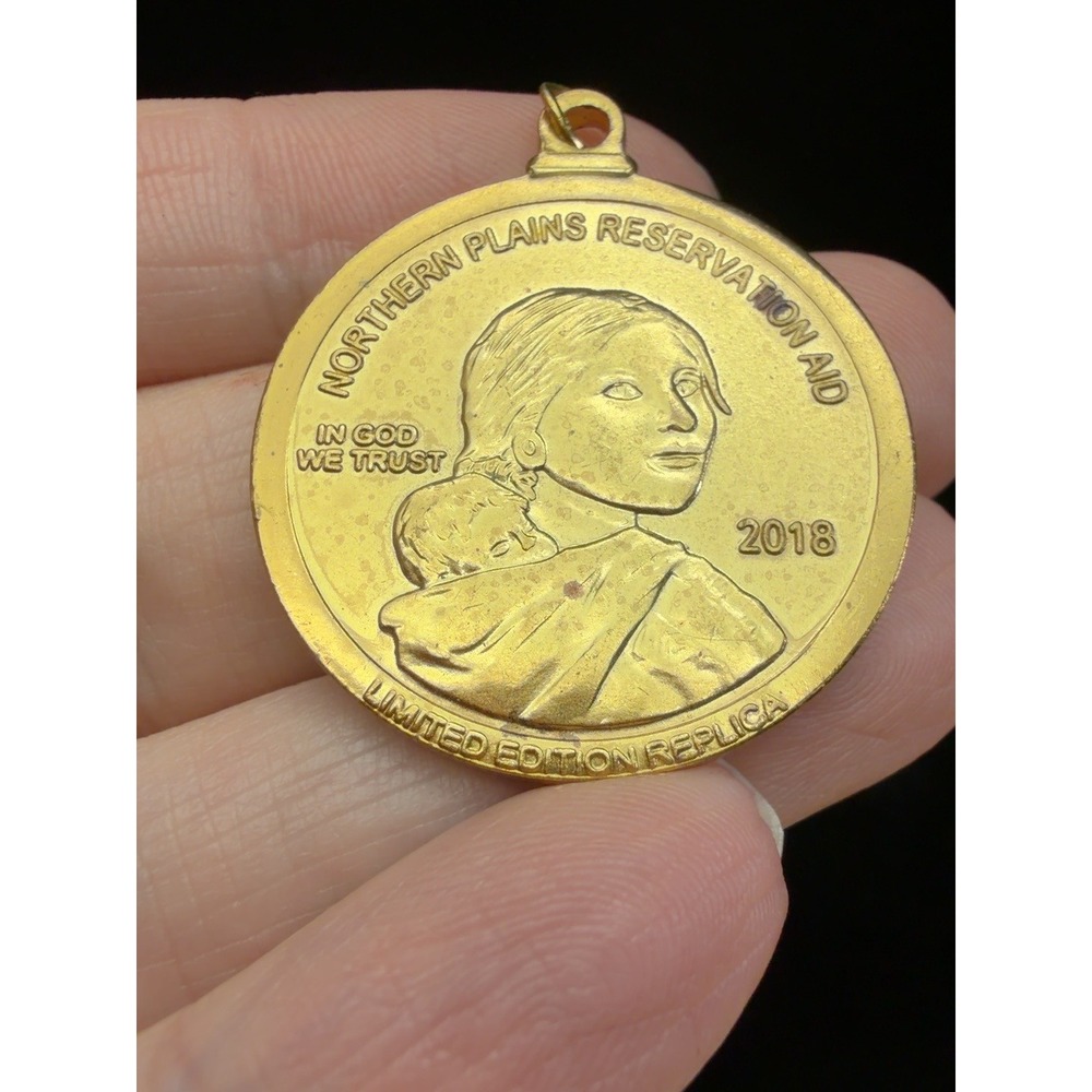 2018 Jim Thorpe Sacagawea Dollar Replica Pendant Northern Plains Reservation Aid